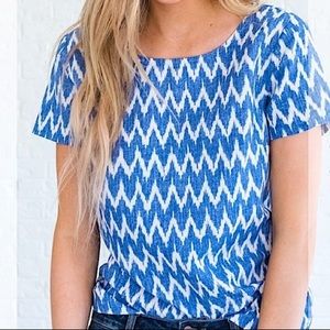 J. Crew Chevron Ikat Linen Blend Top Sz XL
